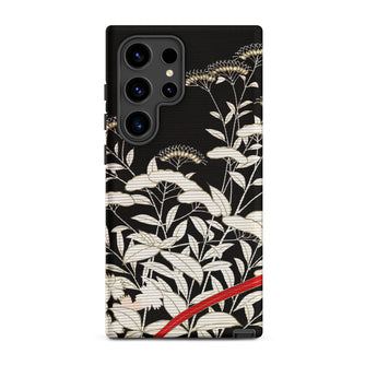 Women’s Kimono with Autumn Plants Samsung Case, Galaxy S24 Ultra / Matte, Black Phone Case White Red Floral Design