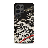 Women’s Kimono with Autumn Plants Samsung Case, Galaxy S25 Ultra / Matte, Black Phone Case White Floral Red Ribbon Design