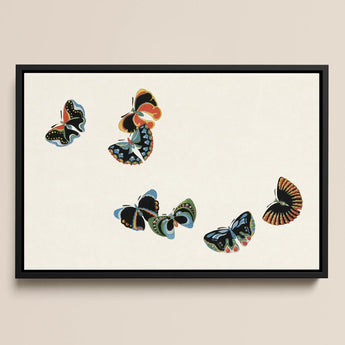 Woodblock Butterflies - Kamisaka Sekka Art Print / Canvas, 18x12’’ / 46x31cm / Black Frame, Posters Prints & Visual Artwork, Toby Leon