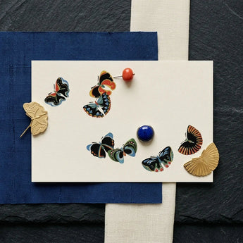 Woodblock Butterflies - Kamisaka Sekka Art Print / Canvas Collection Intricately Designed Butterfly Pins Vibrant Colors Metallic, Sekka’s,