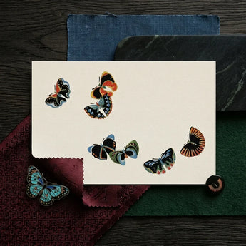 Woodblock Butterflies - Kamisaka Sekka Art Print / Canvas Collection Intricately Designed Butterfly Stickers Vibrant Colors Black, Sekka’s,