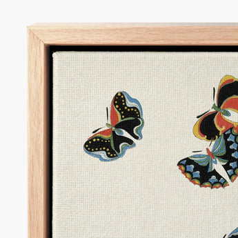 Framed Canvas Print Vibrant Stylized Butterflies Black Wings Kamisaka Sekka, Sekka’s Woodblock, Meiji
