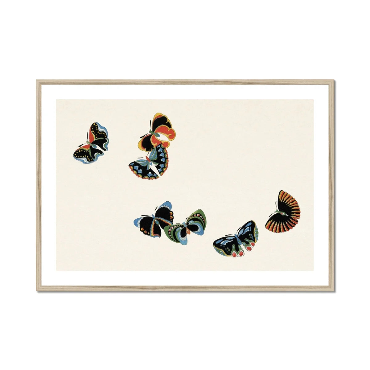 Woodblock Butterflies - Kamisaka Sekka Art Print