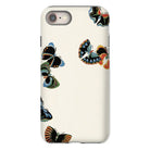 Woodblock Butterflies - Kamisaka Sekka Iphone Case, 8 / Matte, Smartphone Case Colorful Butterfly Designs Scattered Cream-colored Background
