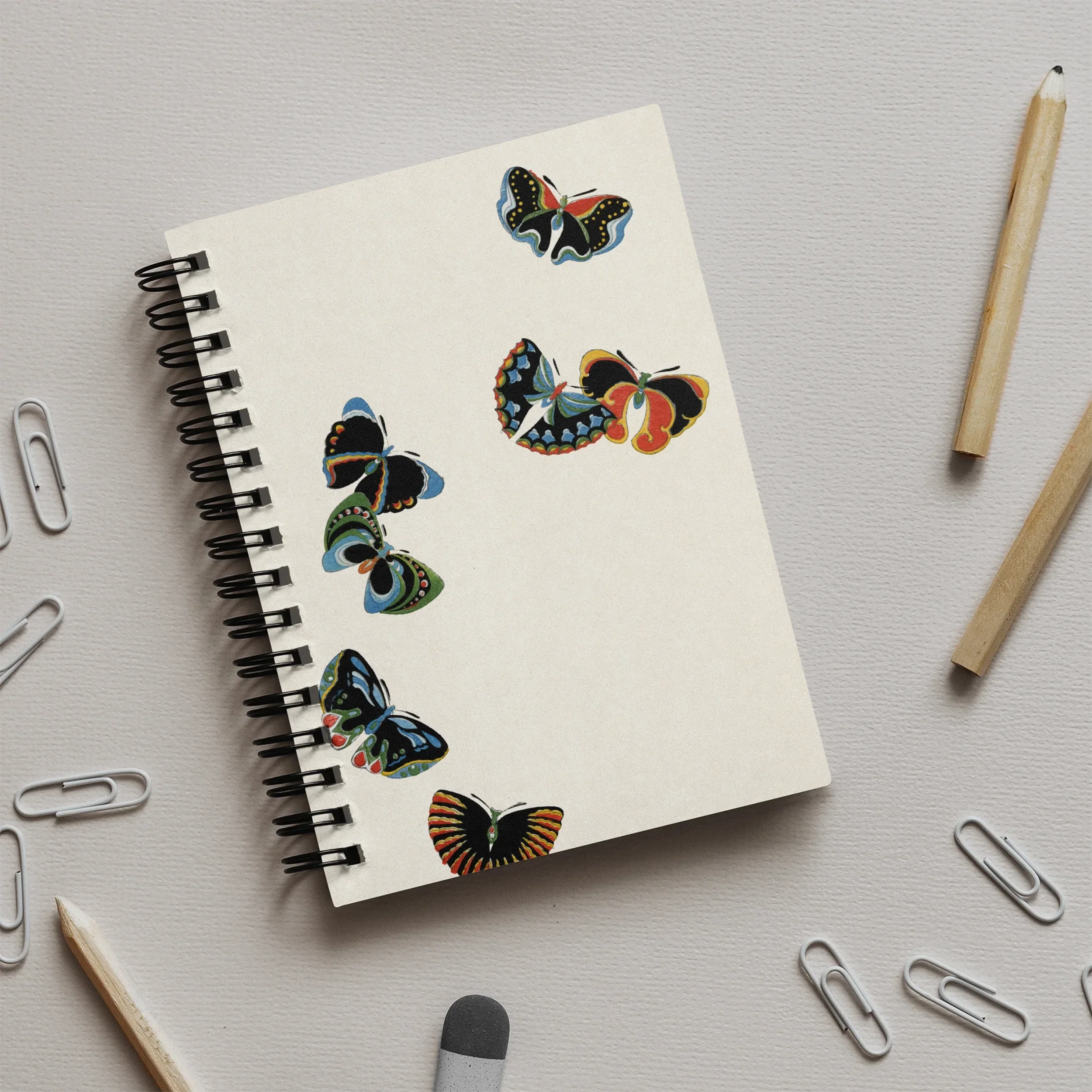 Woodblock Butterflies - Kamisaka Sekka Meiji Notebook Notebooks & Notepads