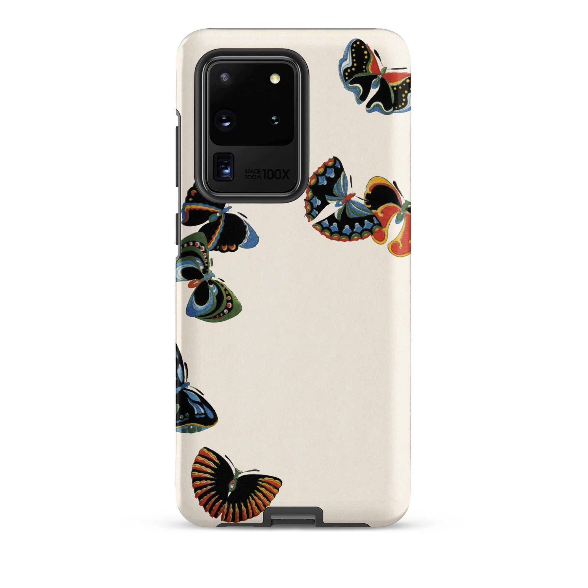 Woodblock Butterflies Kamisaka Sekka Samsung Case, Galaxy S20 Ultra / Matte, White Smartphone Case Colorful Butterfly Designs