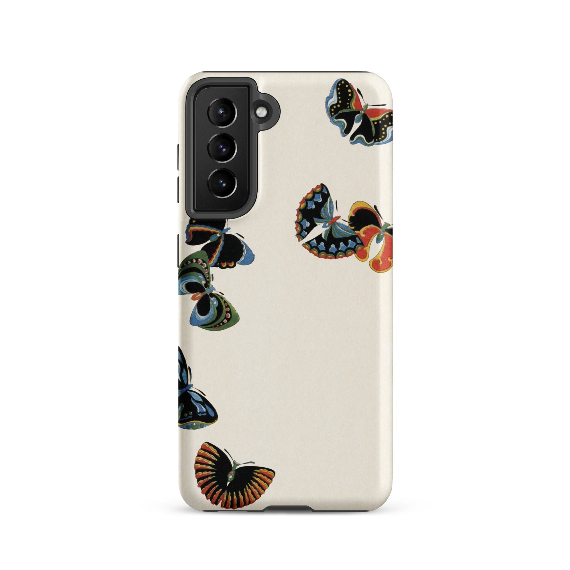 Woodblock Butterflies Kamisaka Sekka Samsung Case, Galaxy S21 / Matte, Phone Case Cream Background Pattern Colorful Butterflies