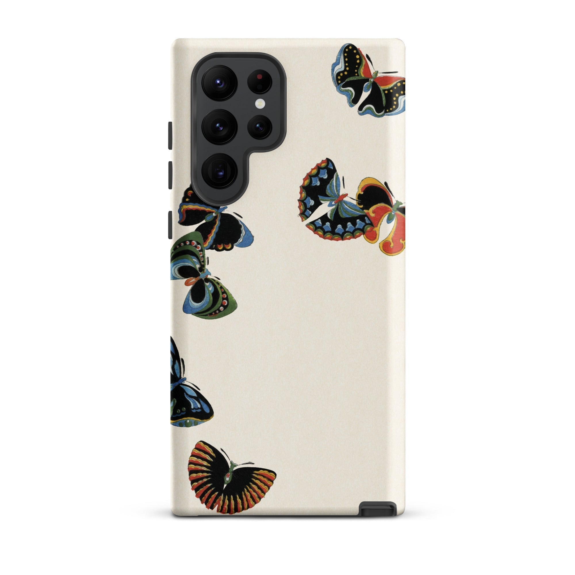 Woodblock Butterflies Kamisaka Sekka Samsung Case, Galaxy S22 Ultra / Matte, Smartphone Case Cream Colored Pattern Colorful Butterflies
