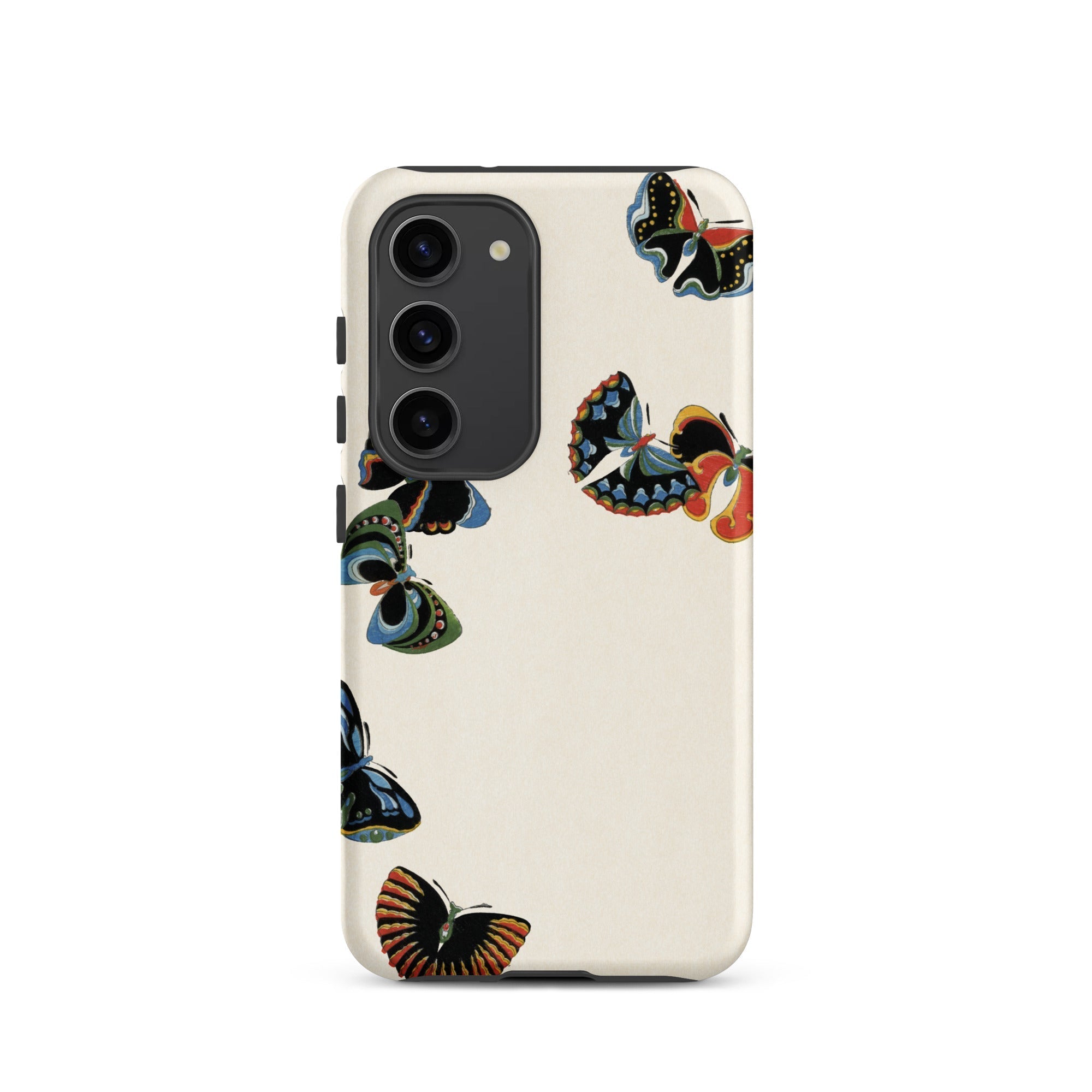 Woodblock Butterflies Kamisaka Sekka Samsung Case, Galaxy S23 / Matte, White Phone Case Adorned Colorful Butterfly Designs