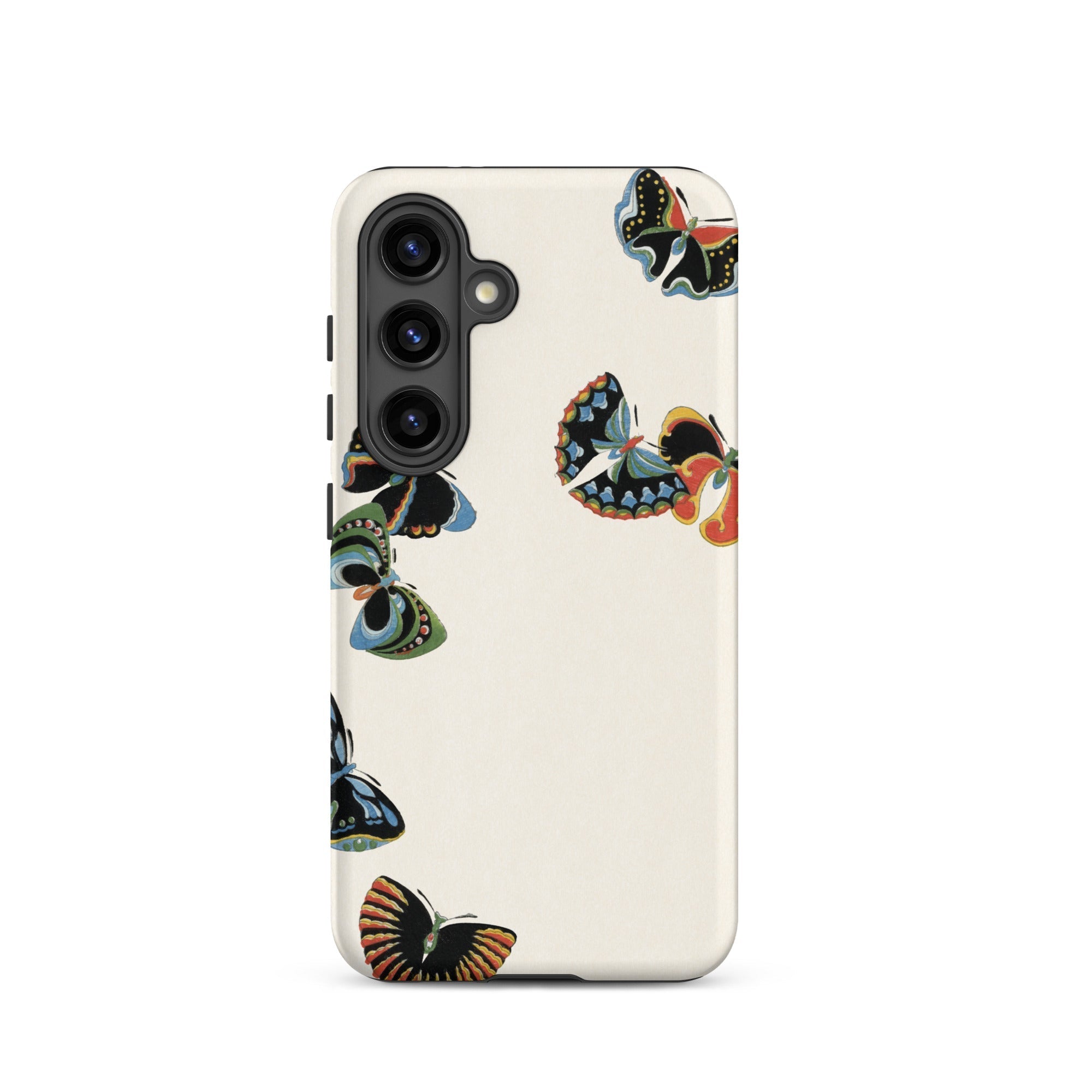 Woodblock Butterflies Kamisaka Sekka Samsung Case, Galaxy S24 / Matte, White Smartphone Case Adorned Colorful Butterfly Designs
