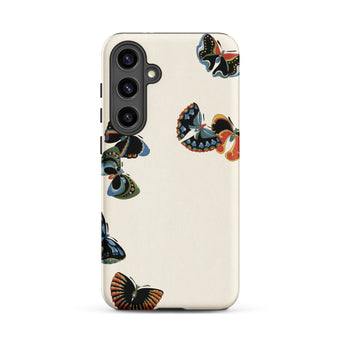 Woodblock Butterflies - Kamisaka Sekka Samsung Case, Galaxy S24 Plus / Matte, White Phone Case Black Triple Camera Cutout Colorful