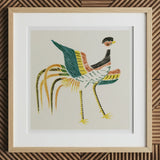 Woodblock Crane - Taguchi Tomoki Art Print, 12x12’’ / 31x31cm / Natural Frame / 2’’ Matboard, Framed Colorful Abstract Rooster Print