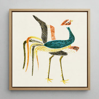 Woodblock Crane - Taguchi Tomoki Art Print / Canvas, 12x12’’ / 31x31cm / Natural Frame, Posters Prints & Visual Artwork, Toby Leon