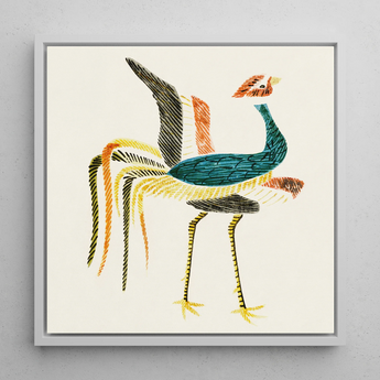 Woodblock Crane - Taguchi Tomoki Art Print / Canvas, 12x12’’ / 31x31cm / White Frame, Posters Prints & Visual Artwork, Toby Leon