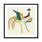 Woodblock Crane - Taguchi Tomoki Art Print, Stylized Bird Colorful Feathers Long Striped Legs