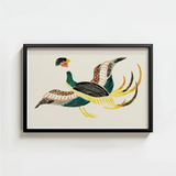 Framed Embroidered Artwork Stylized Bird Intricate Patterns Teal Taguchi Tomoki, Woodblock Crane, Art Print