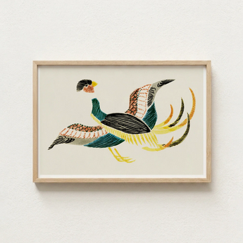 Framed Artwork Stylized Colorful Illustration Two Birds Intricate Taguchi Tomoki, Woodblock Crane, Art Print