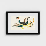 Woodblock Crane - Taguchi Tomoki Bird Art Print / Canvas Framed Artwork Stylized Colorful Illustration Two Pheasants Intricate, Prints