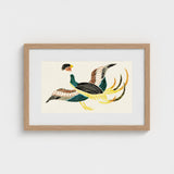 Woodblock Crane - Taguchi Tomoki Bird Art Print / Canvas Framed Artwork Stylized Colorful Illustration Two Birds Intricate, Prints