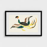 Woodblock Crane - Taguchi Tomoki Bird Art Print / Canvas Stylish Black-framed Vibrant Stylized Illustration Pheasant, Prints