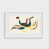 Woodblock Crane - Taguchi Tomoki Bird Art Print / Canvas Framed Illustration Stylized Pheasant Intricate Colorful Feather Patterns, Prints