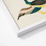 Framed Artwork Stylized Illustration Duck Teal Black Orange Taguchi Tomoki, Woodblock Crane, Art Print