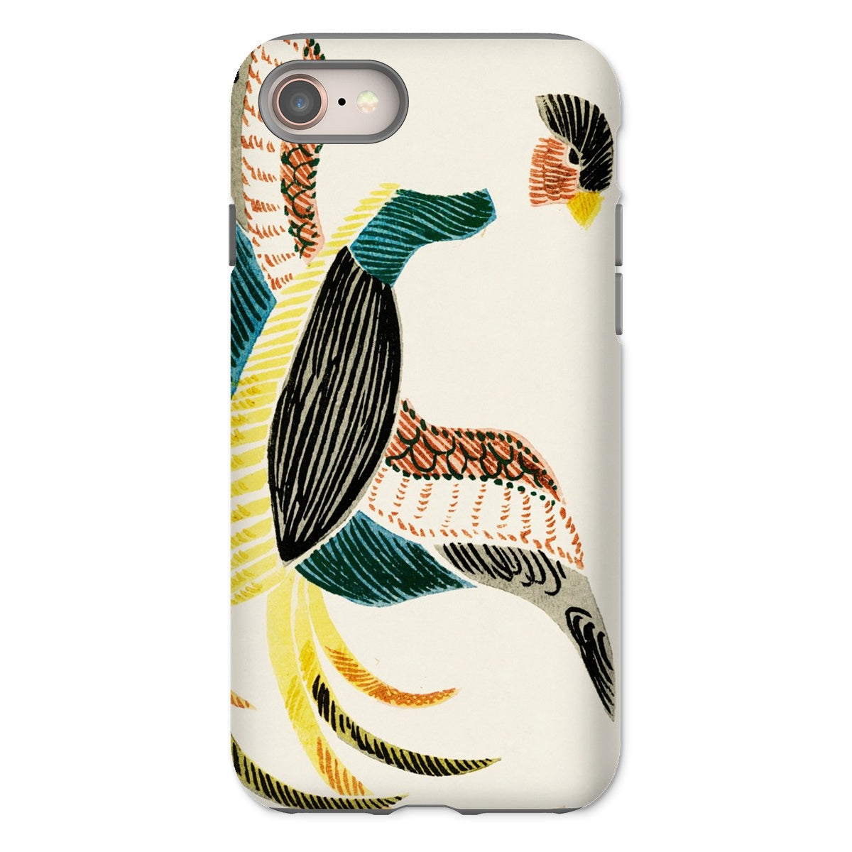 Woodblock Crane - Taguchi Tomoki Bird Iphone Case, 8 / Tough Phone, Phone Case Abstract Bird-like Design Colorful Feather Patterns