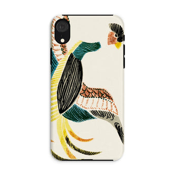 Woodblock Crane - Taguchi Tomoki Bird Iphone Case, Xr / Matte, Colorful Bird-patterned Phone Case Abstract Stylized Feather Designs