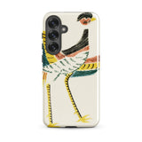 Woodblock Crane - Taguchi Tomoki Bird Phone Case Samsung Galaxy S25 Plus / Gloss Vibrant Illustrated Phone Case Stylized Bird Yellow Legs