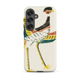 Woodblock Crane - Taguchi Tomoki Bird Phone Case Samsung Galaxy S25 Plus / Matte Vibrant Stylized Pheasant Illustration Bold Yellow Green
