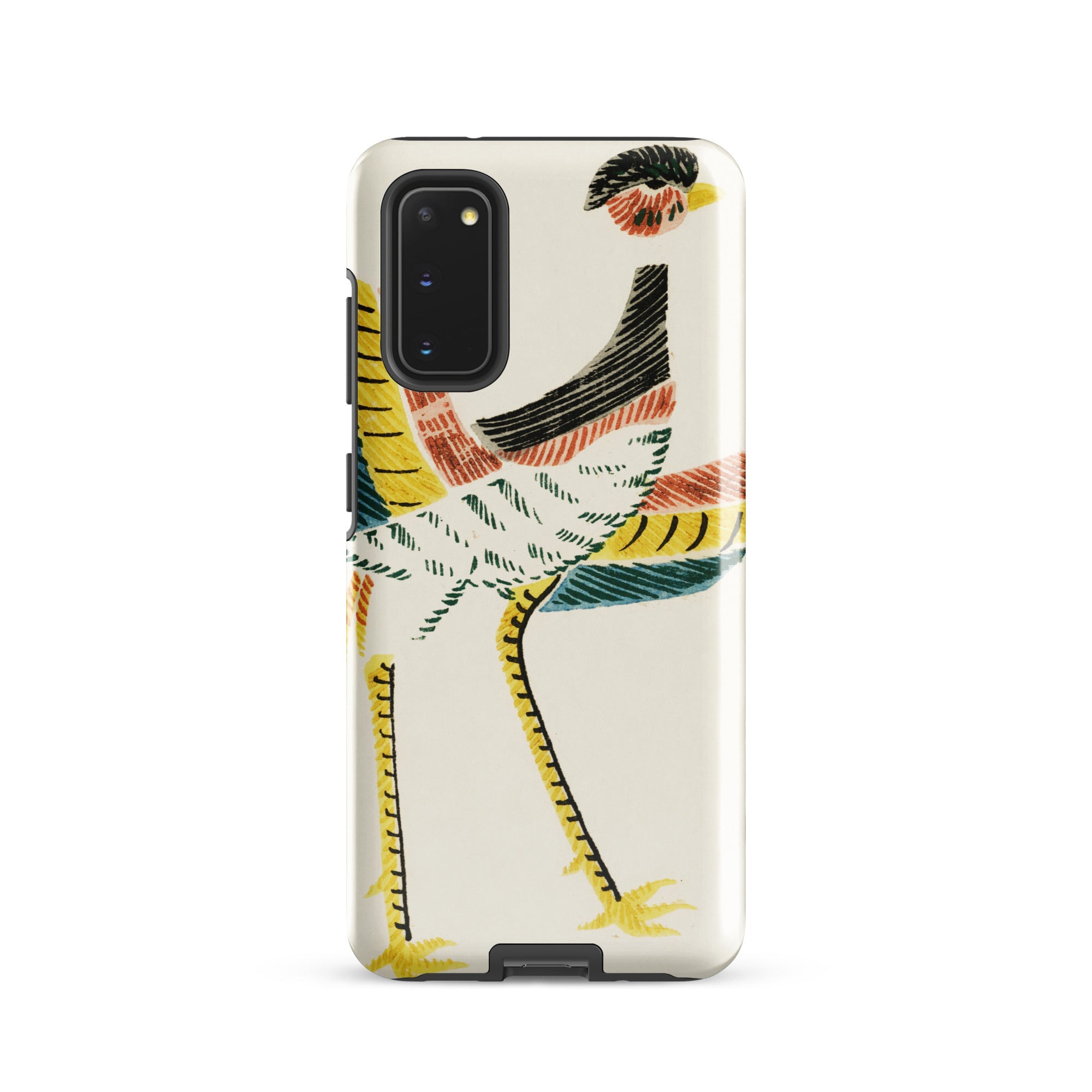 Woodblock Crane Taguchi Tomoki Bird Samsung Case, Galaxy S20 / Gloss, White Smartphone Case Colorful Abstract Bird Design