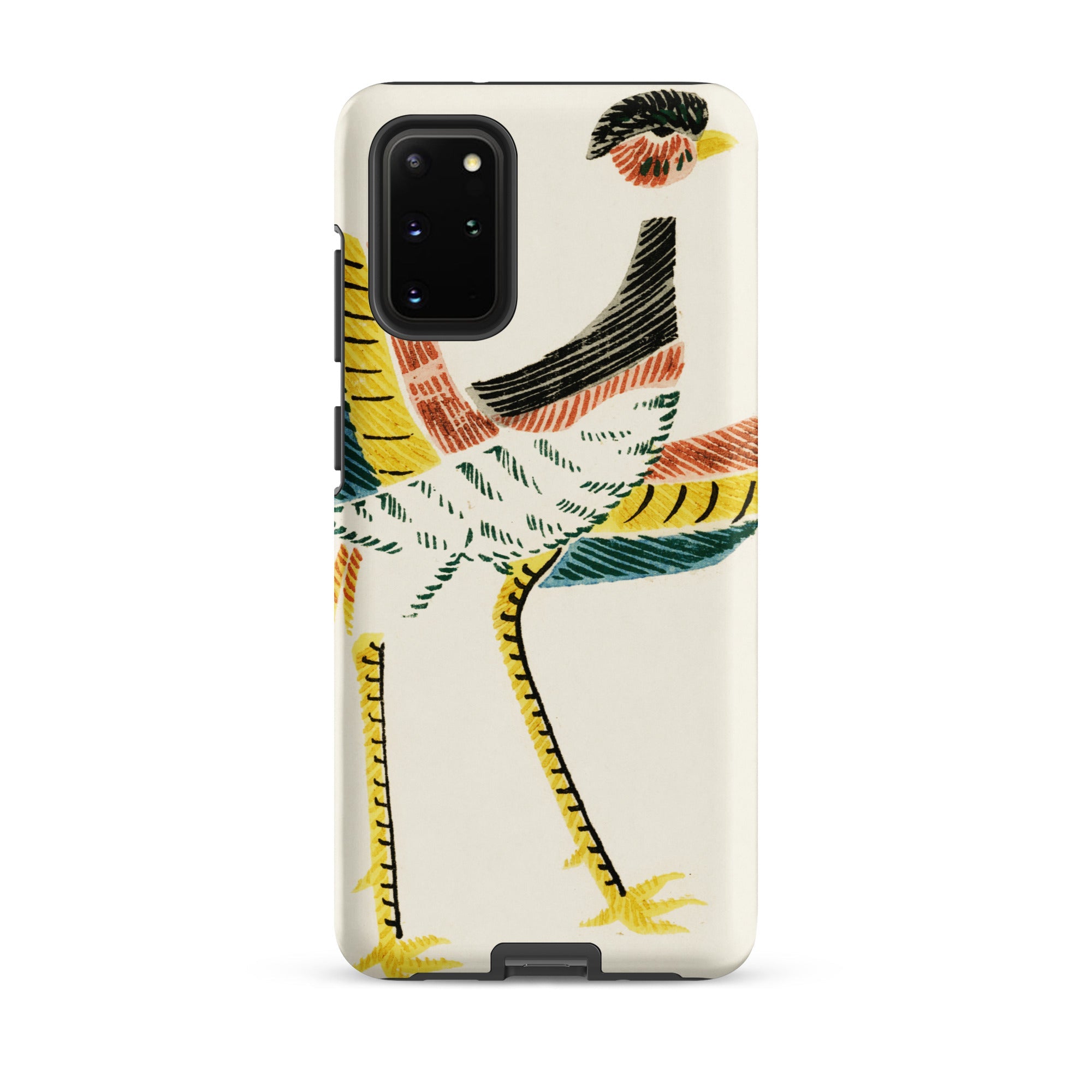 Woodblock Crane Taguchi Tomoki Bird Samsung Case, Galaxy S20 Plus / Matte, White Phone Case Colorful Ostrich Design