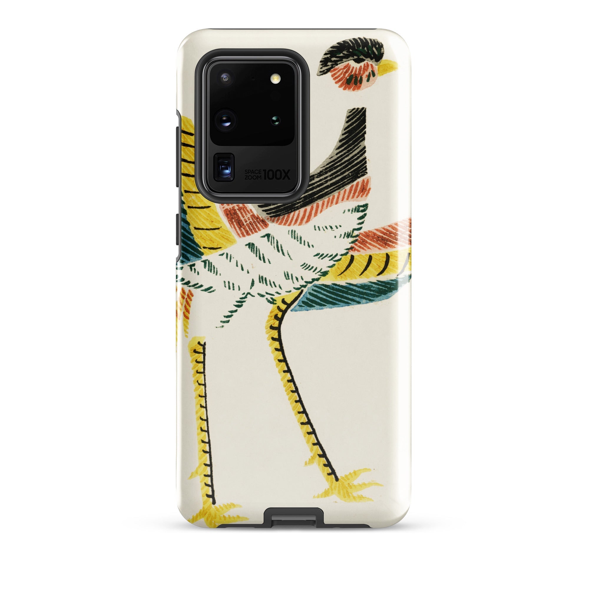 Woodblock Crane Taguchi Tomoki Bird Samsung Case, Galaxy S20 Ultra / Gloss, Protective Phone Case Abstract Colorful Bird Design