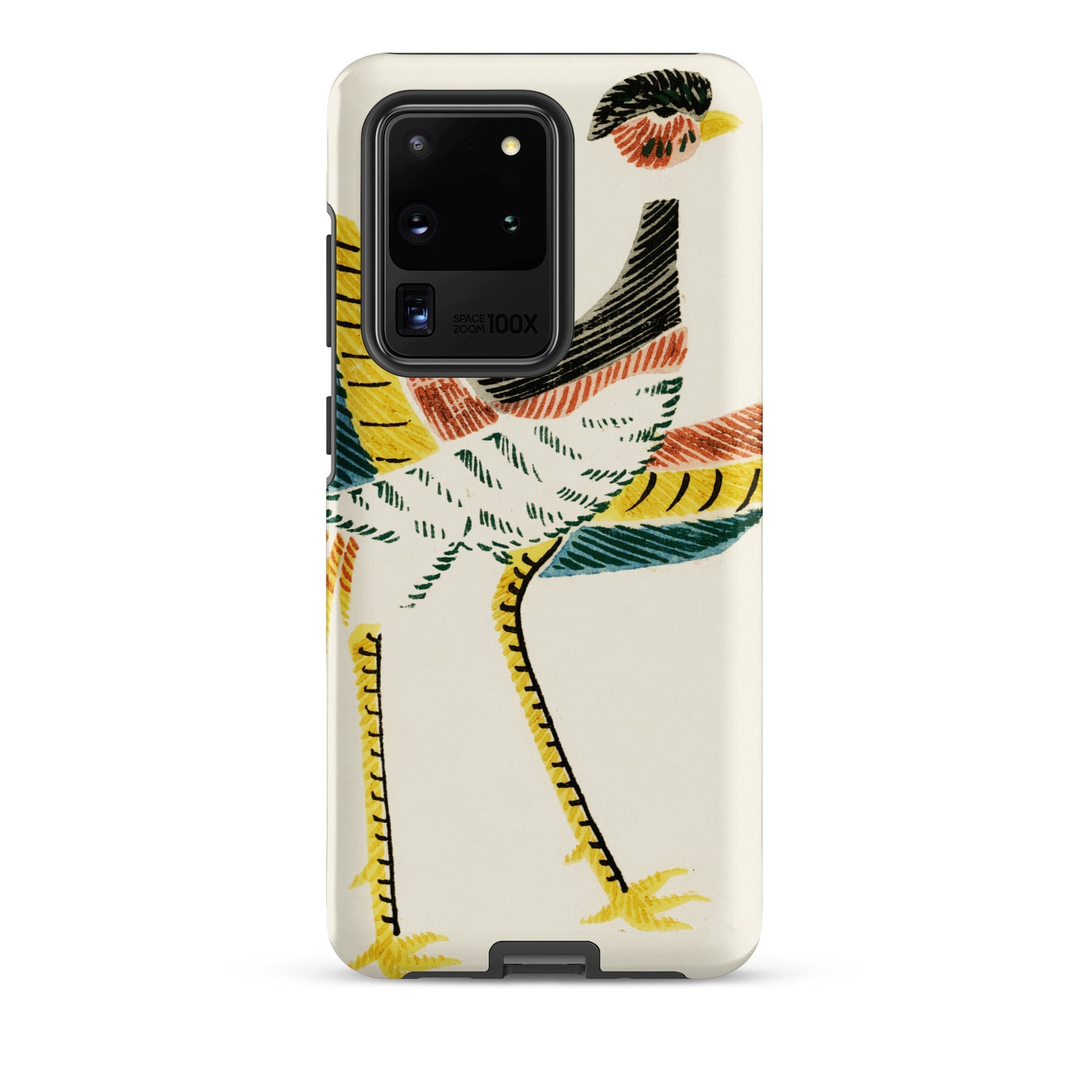 Woodblock Crane Taguchi Tomoki Bird Samsung Case, Galaxy S20 Ultra / Matte, White Smartphone Case Colorful Bird Design