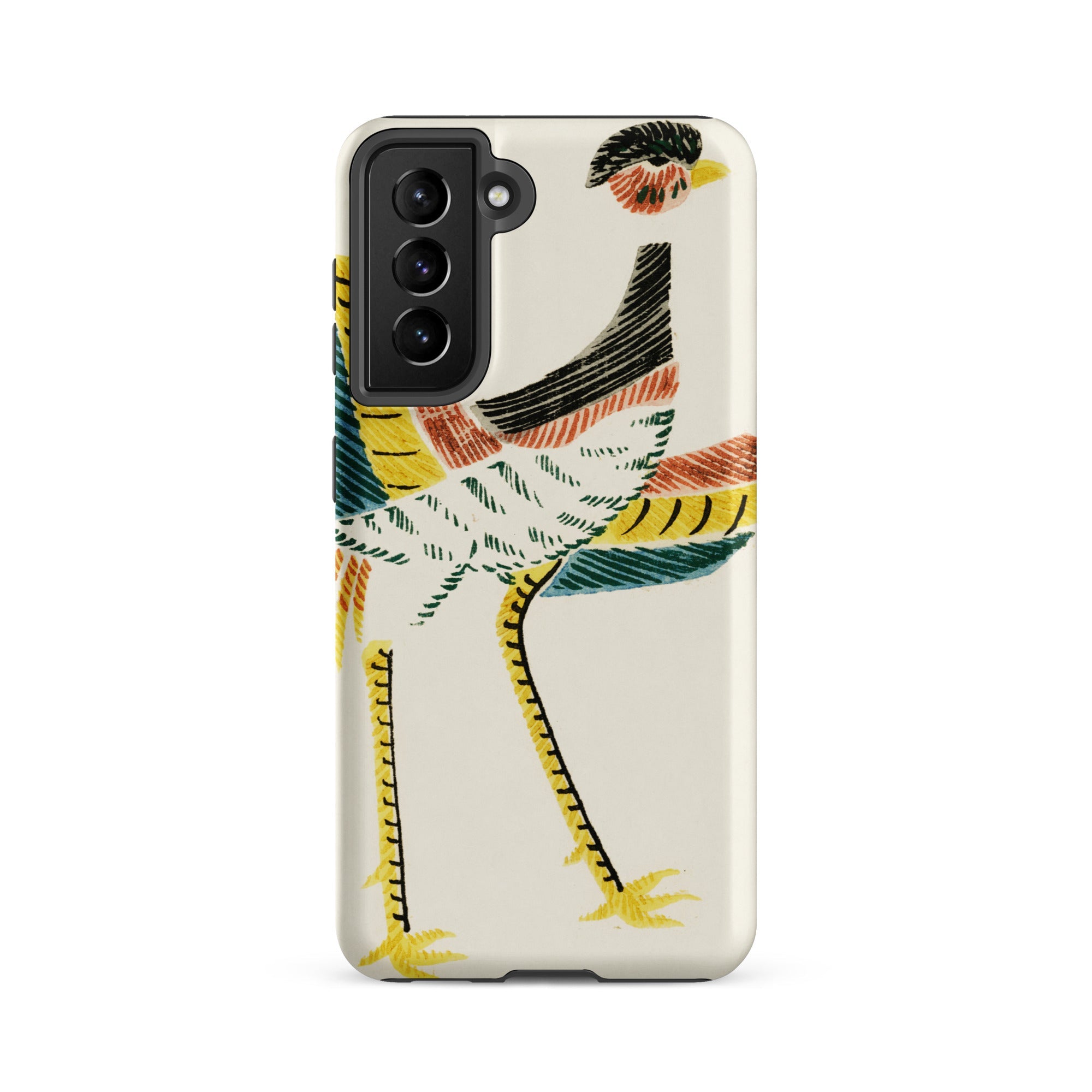 Woodblock Crane Taguchi Tomoki Bird Samsung Case, Galaxy S21 Fe / Matte, White Smartphone Case Colorful Bird Design