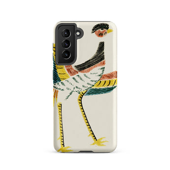 Woodblock Crane - Taguchi Tomoki Bird Samsung Case, Galaxy S21 / Matte, White Smartphone Case Colorful Ostrich-like Bird Design