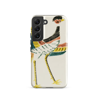 Woodblock Crane - Taguchi Tomoki Bird Samsung Case, Galaxy S22 / Gloss, White Smartphone Case Colorful Abstract Bird Design