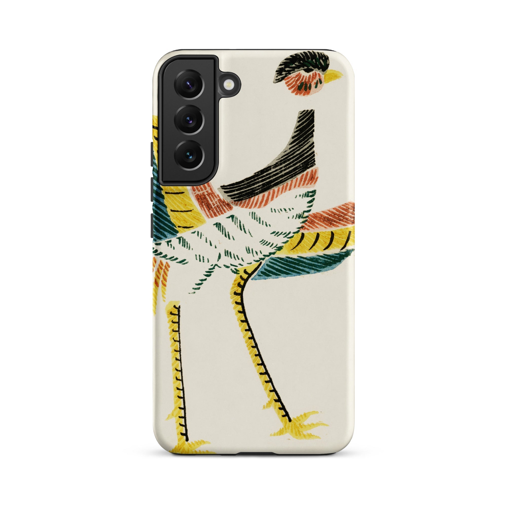 Woodblock Crane Taguchi Tomoki Bird Samsung Case, Galaxy S22 Plus / Matte, White Smartphone Case Colorful Stylized Bird Illustration