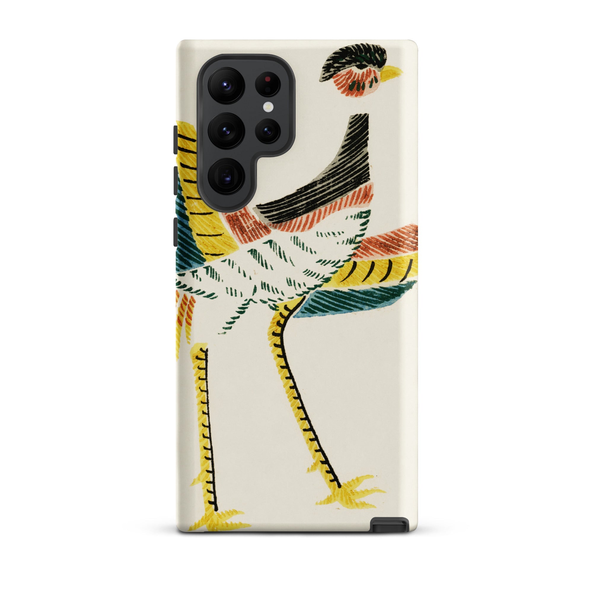 Woodblock Crane Taguchi Tomoki Bird Samsung Case, Galaxy S22 Ultra / Matte, White Phone Case Colorful Abstract Bird Design