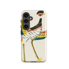 Woodblock Crane Taguchi Tomoki Bird Samsung Case, Galaxy S24 / Gloss, White Smartphone Case Stylized Colorful Bird Design