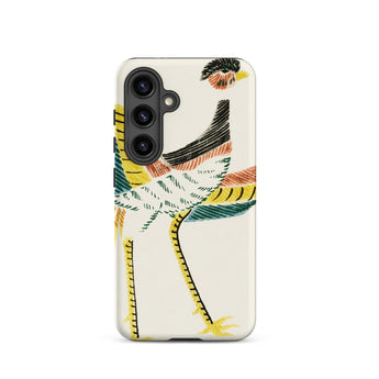 Woodblock Crane - Taguchi Tomoki Bird Samsung Case, Galaxy S24 / Matte, White Smartphone Case Colorful Bird Design