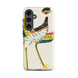 Woodblock Crane - Taguchi Tomoki Bird Samsung Case, Galaxy S24 Plus / Gloss, Cream-colored Smartphone Case Stylized Colorful Bird Design