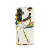 Woodblock Crane - Taguchi Tomoki Bird Samsung Case, Galaxy S25 / Gloss, Phone Case Stylized Colorful Bird Design Light Background