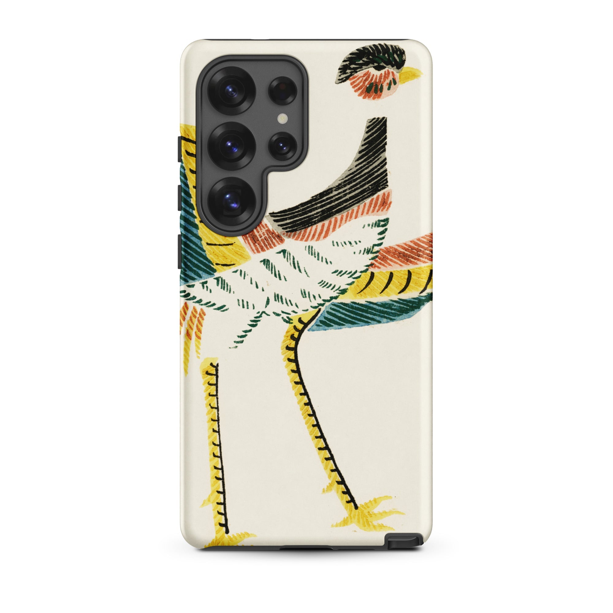 Woodblock Crane Taguchi Tomoki Bird Samsung Case, Galaxy S25 Ultra / Matte, White Phone Case Colorful Bird Design