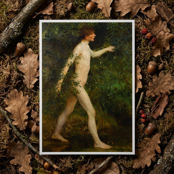 A Woodland Bather - Henry Scott Tuke Art Print / Canvas Framed Print Classical Painting Nude Male Figure Green Henry Scott, Woodland Bather