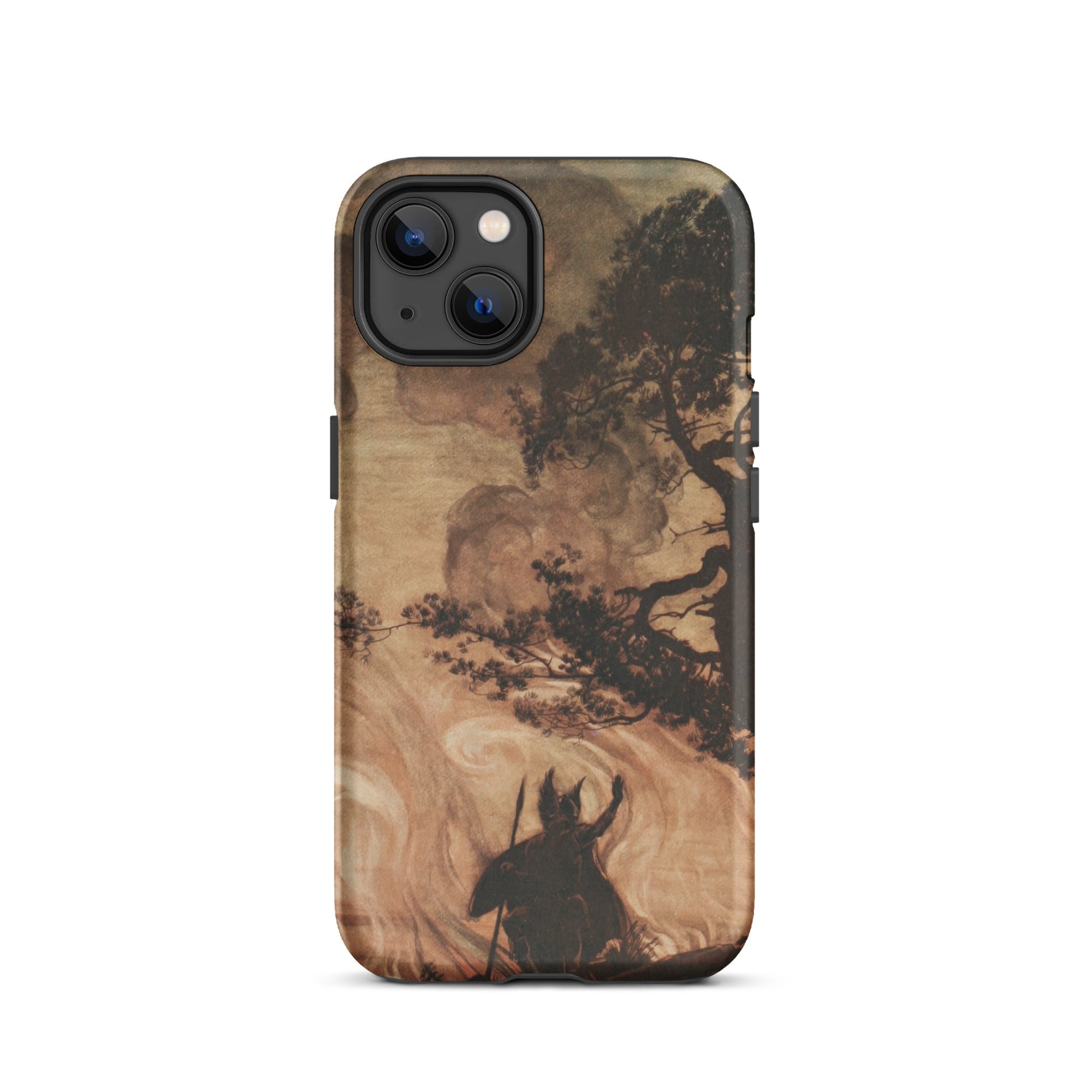 Wotan Looks Back at Brunnhilde Arthur Rackham Iphone Case, 13 / Matte, Brown Phone Case Dark Tree Horned Figure
