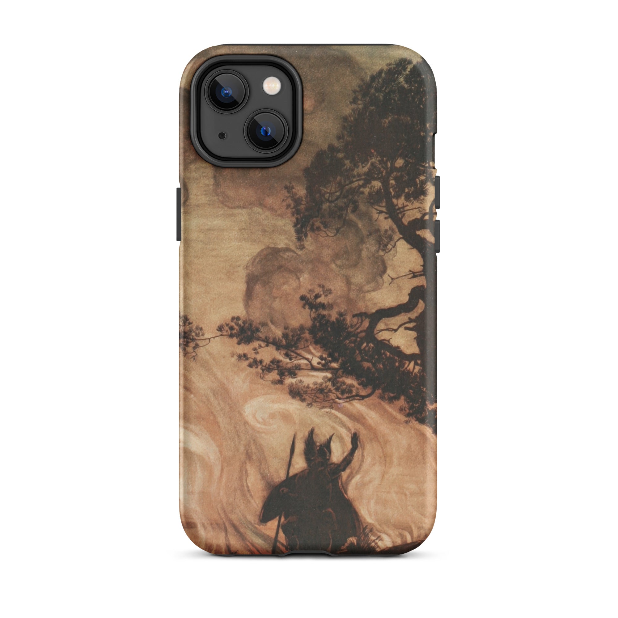 Wotan Looks Back at Brunnhilde Arthur Rackham Iphone Case, 14 Plus / Matte, Smartphone Decorative Case Dark Artistic Depiction Figure Horned