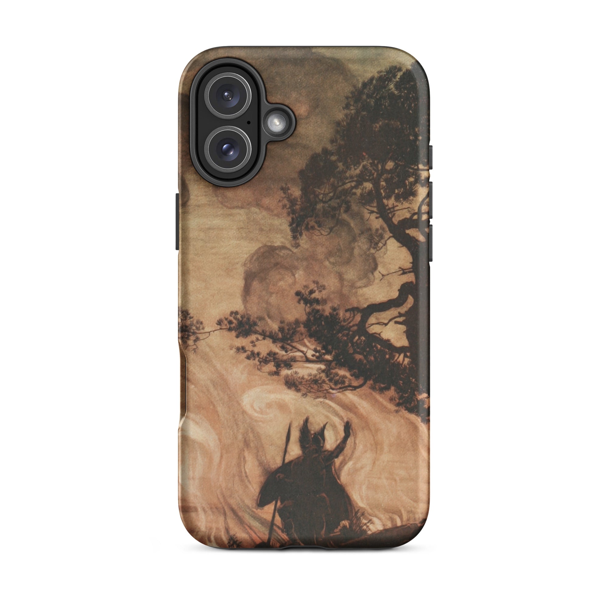 Wotan Looks Back at Brunnhilde Arthur Rackham Iphone Case, 16 Plus / Matte, Phone Case Painted Landscape Horned Figure Tree