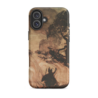 Wotan Looks Back at Brunnhilde - Arthur Rackham Iphone Case, 16 Plus / Matte, Phone Case Painted Landscape Horned Figure Tree