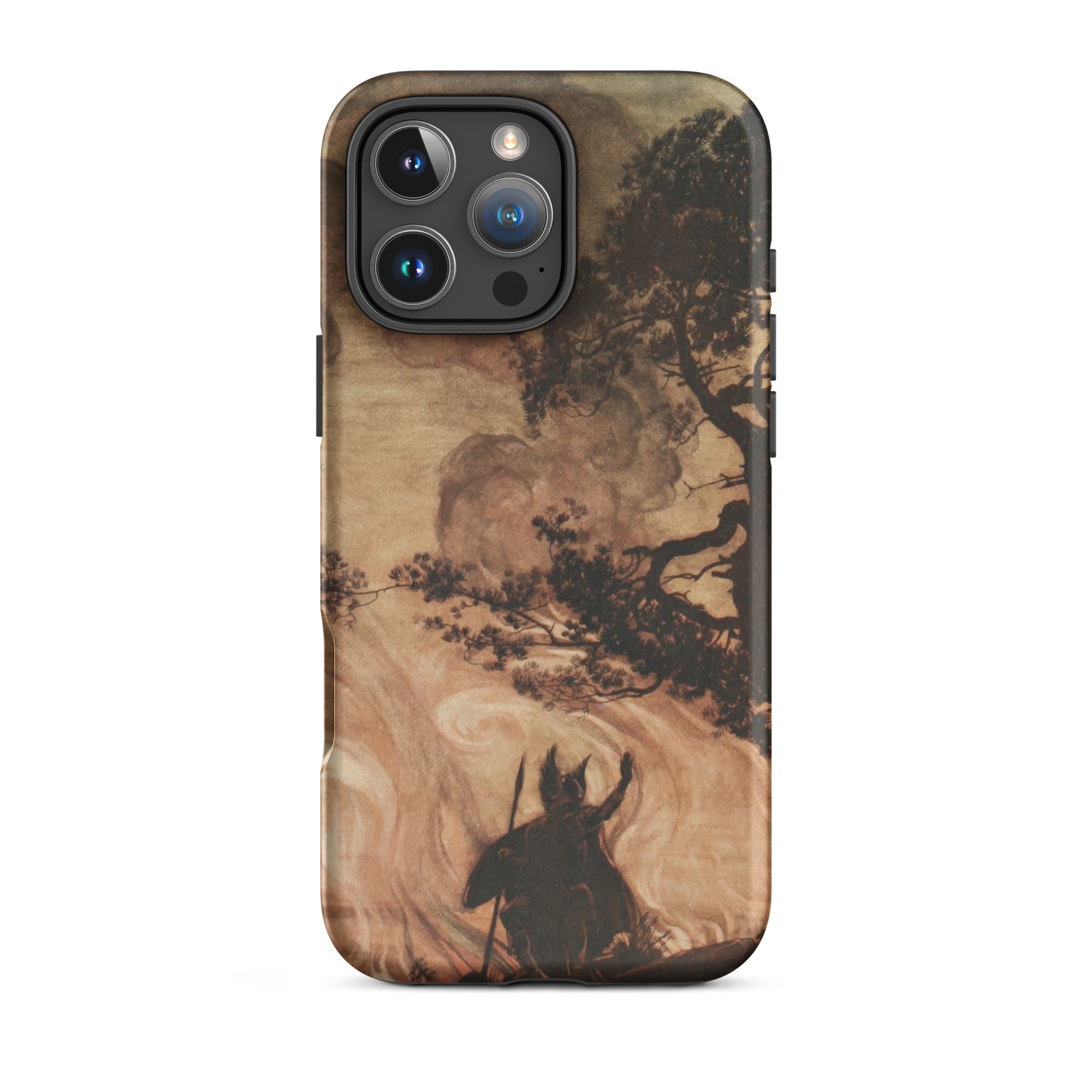 Wotan Looks Back at Brunnhilde Arthur Rackham Iphone Case, 16 Pro Max / Matte, Smartphone Case Printed Shadowy Figure Staff Tree Set